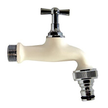 COLORTAPS 590227 Adjustable Garden Tap ½" White with Automatic Hose Outlet