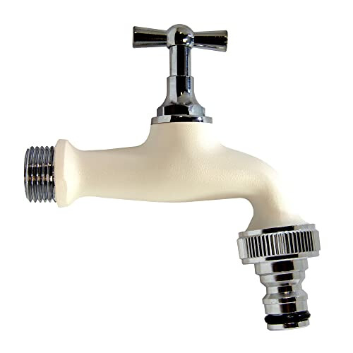 COLORTAPS 590227 Adjustable Garden Tap ½" White with Automatic Hose Outlet