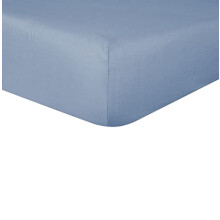 100% Pure Cotton Deep Fitted Sheet Warm Cosy Breathable Super Soft Bedsheet Bed Linen 32cm Extra Deep Pockets - Denim