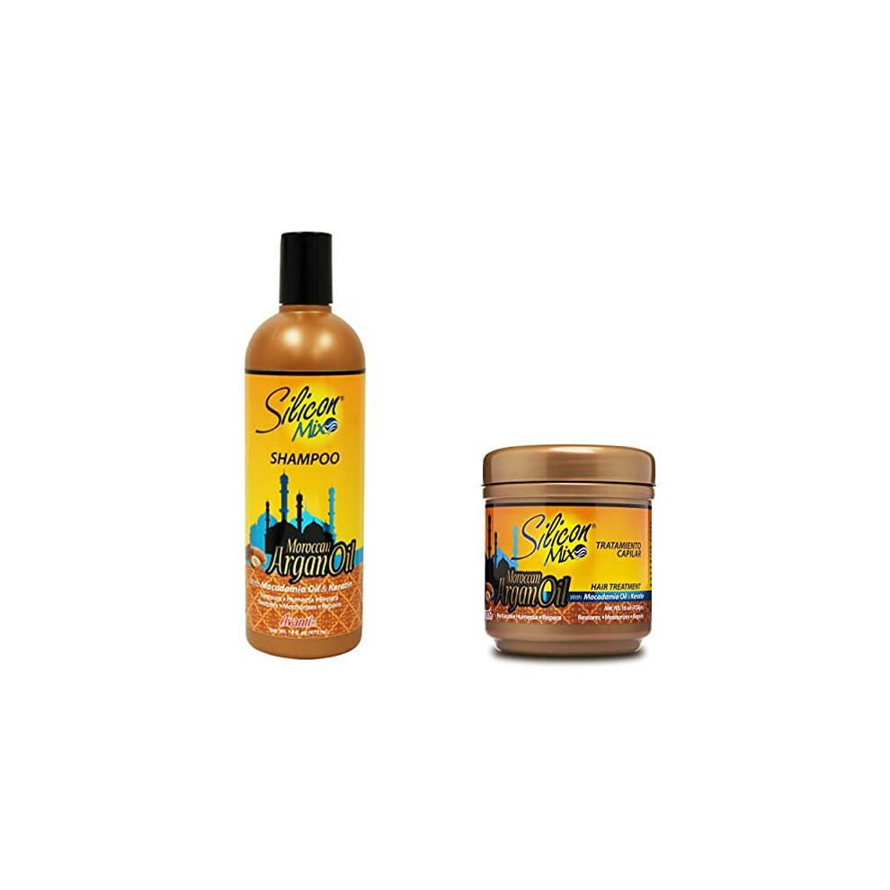 Silicon Mix Moroccan Argan Oil Shampoo + Hair Treatment 16Oz Set-image