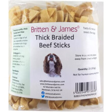 20 Thick Braided Beef Skin Sticks for Dogs (350g). Natural Long-Lasting Dog Chew Treats - Hypoallergenic, Gluten and