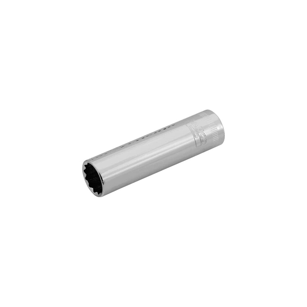 A7402DM-10 3/8-Inch Bi-Hex Deep Length Socket, Silver, 10 mm