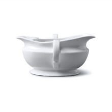 T307 Traditional Porcelain Gravy Fat Separator Boat 500ml-White, White