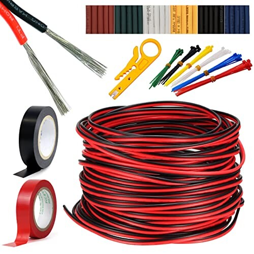 24awg Extension Cable Red Black Electric Wire 2 Pin Parallel Wire ...