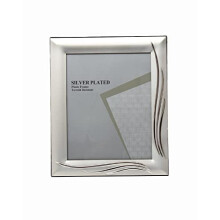 6x8-inch Satin Silver Plated Photo Frame Grass Blade Design Stands/Hangs both ways (Landscape or Portrait) Two-Tone -