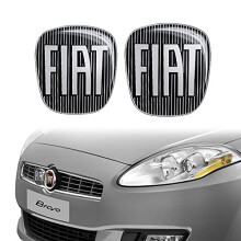 Fiat 3D-Aufkleber Ersatzteil Logo Schwarz für Bravo 2 Stück, vorne und hinten