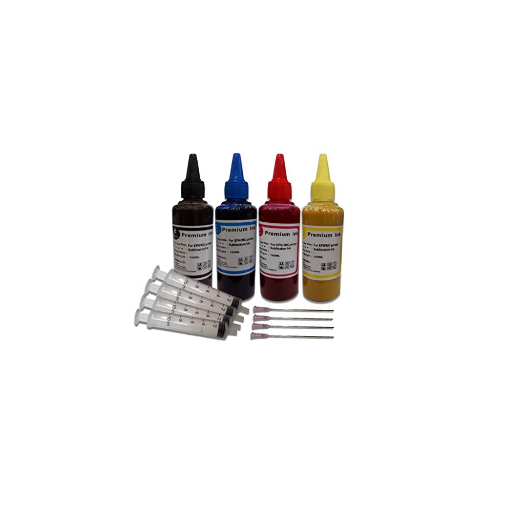 Sublimation Ink Cartridge Refill Kit Compatible With Epson And Ricoh Printers - Heat Press Ink, Heat Transfer Black Cyan