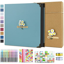 Vienrose Kit Album Fotografico Fai da Te con Penne, Nastro e Adesivi, 60 Pagine, Copertina Rigida 12x12 Pollici