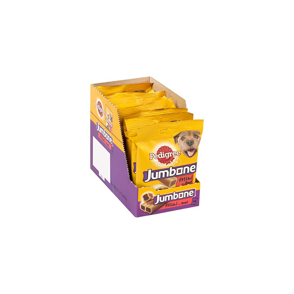 Jumbone Dog Treats for Small Dogs from 5-10 kg with Beef, 8 Bags (8 x 180 g/Total of 32 Chews)