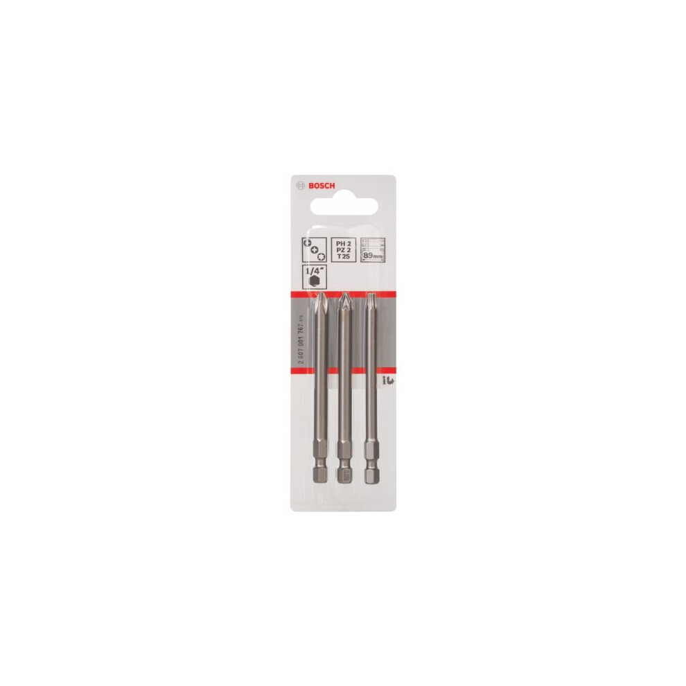 Bosch 2607001767 89 Mm Extra Hard Screwdriver Bit Set (3-Piece)