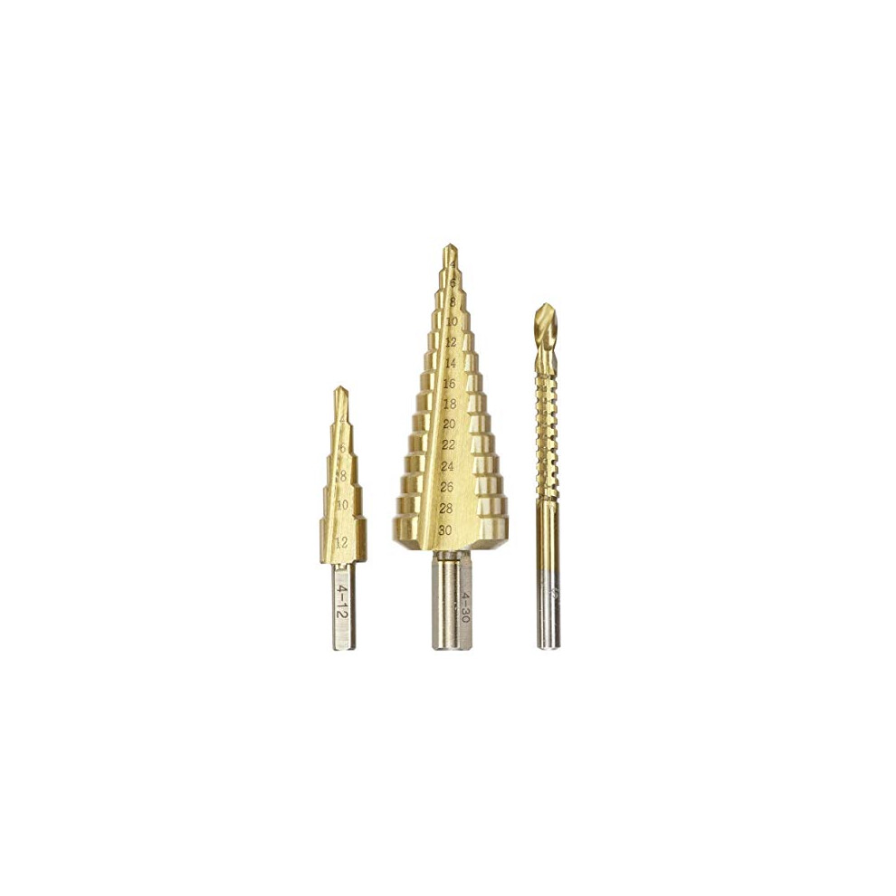 525890 Step Drill, 3-Piece Set With Milling Drill, 1 X 4-12 Mm And 4-30 Mm, Surface Titanium-Nitrided 4009315258904