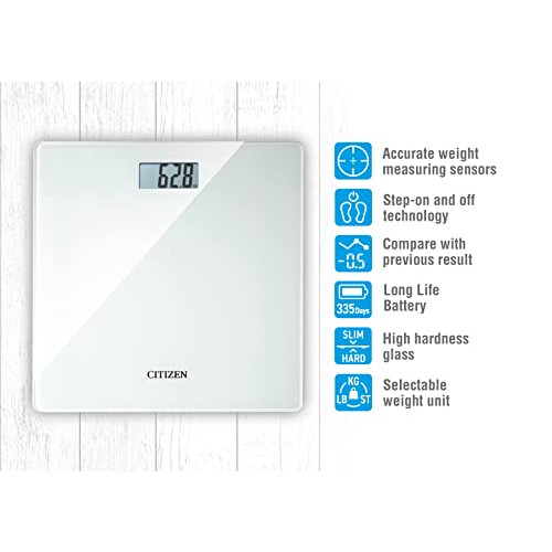 Citizen HMS324 White digital body scale . Slim design, Comparable with previous measurement result 1
