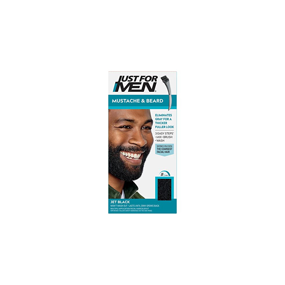 Brush-In Color Gel for Mustache, Beard & Sideburns, Jet Black, M-60, 1 kit