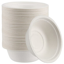 150 Pack 350 ML Disposable Paper Bowls Compostable Sugarcane Bagasse Bowls White 12oz, Eco-Friendly and Biodegradable