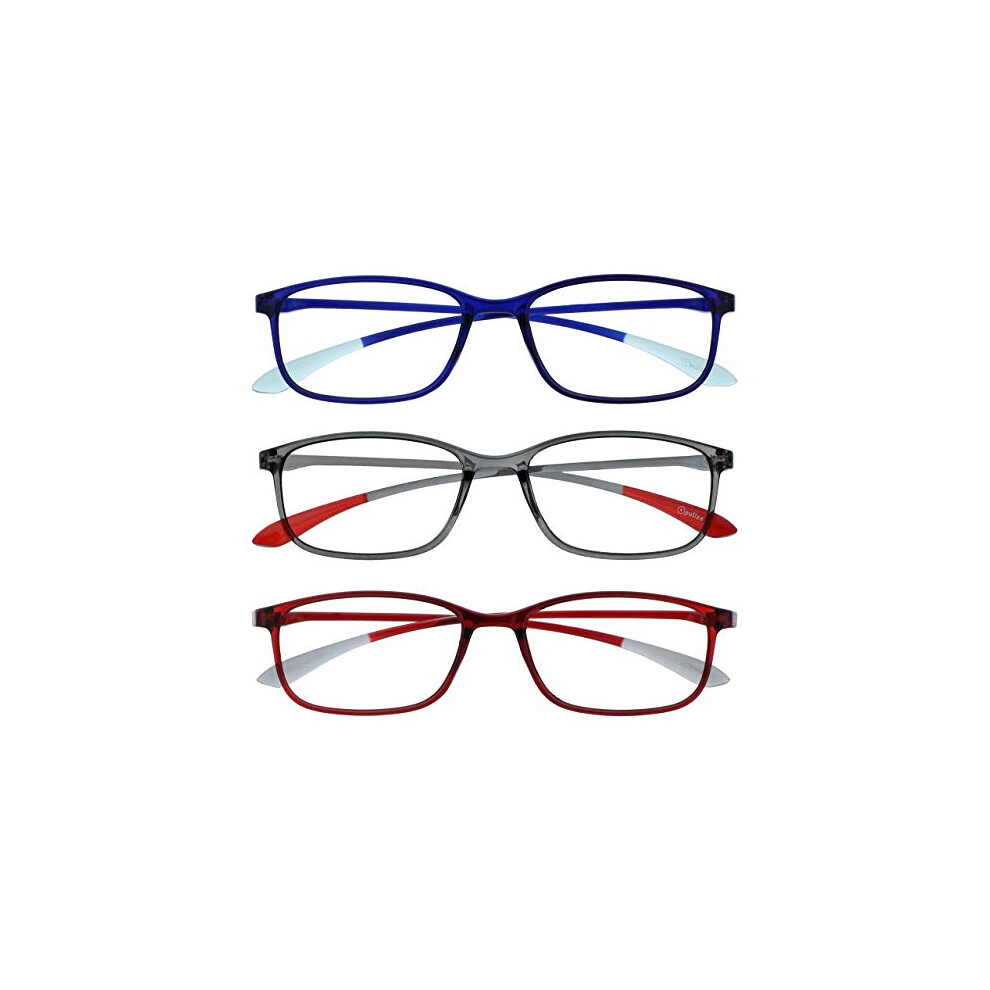 Ice 3 Pack Super Lightweight Reading Glasses Blue Grey Red Womens Mens RRR61-37Z +3.00-image-OPC-PDQY68Y-NEW