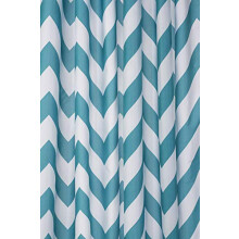 Aqua Chevron Textile Shower Curtain with Hygiene 'N' Clean