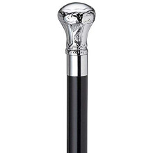 Harvy Canes - Chrome Plated Brass Knob - Walking Cane - 36" - Chrome/Black s