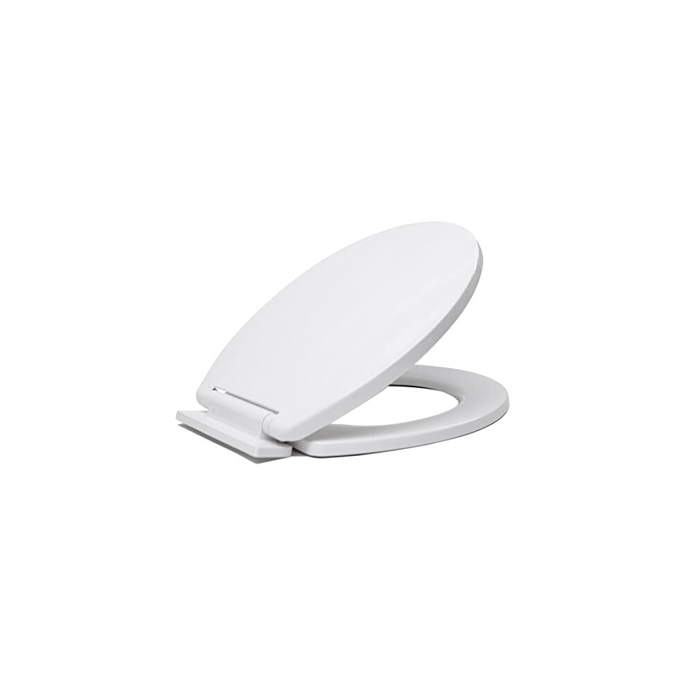 Soft Close Oval Toilet Seat White Loo Toilet Seat with Adjustable Hinges Standard O Shape Toilet Seat with Bottom Fixing