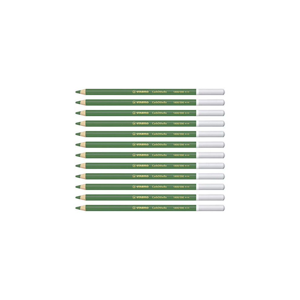 Chalk-Pastel Pencil - STABILO CarbOthello - Pack of 12 - Viridian Matt-image-OPC-PDQY7DW-NEW