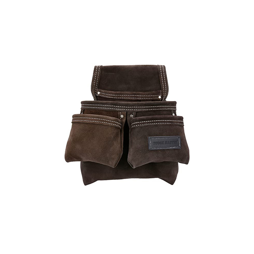 Leather Tool Pouch, 4 Multi Pockets Suede Buffalo Leather Tool Work Pouch Diy Organiser For Builders, Carpenters, 5060279873694
