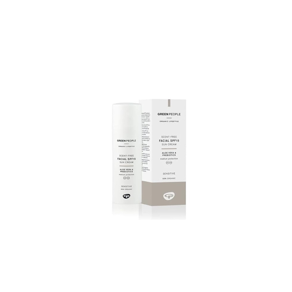 Scent Free Facial SPF15 Sun Cream 50ml | Natural & Organic Sensitive SPF Moisturiser for Combination, Spot-Prone or