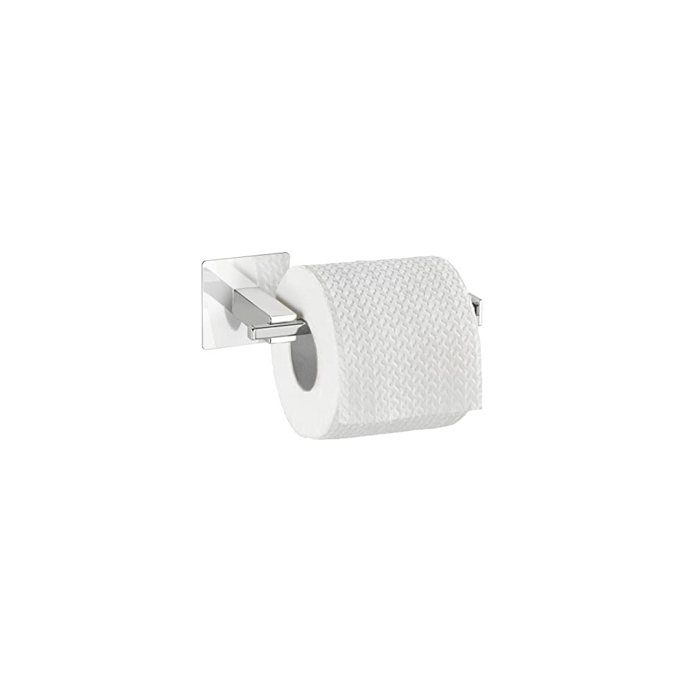 Turbo-Loc Quadro Stainless Steel Toilet Roll Holder without Lid - No Drilling Required, Stainless Steel, Chrome,-image-OPC-PDQY7RV-NEW