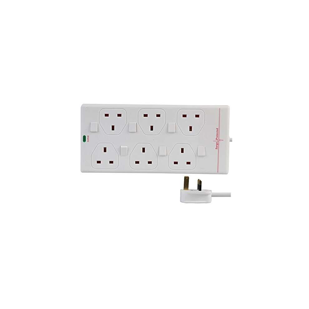 EXTENSION LEAD SURGE SWITCHED 6G WHT 10M
