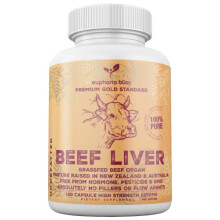 Grass Fed Desiccated Beef Liver Capsules 2250mg (120 Pills, 750mg Each), Energy, Digestion, Detoxification Non-GMO,