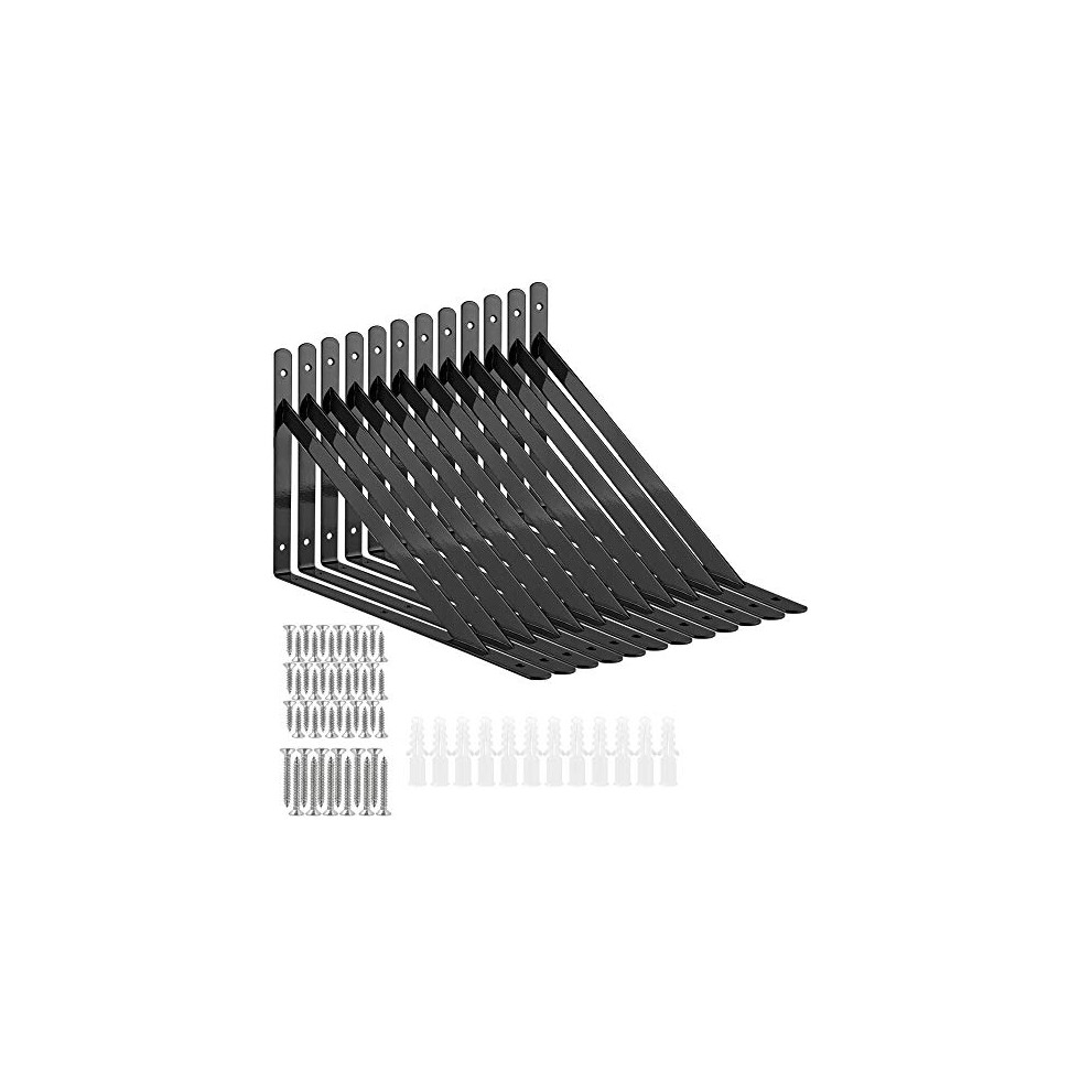 12 Pcs Heavy Duty Shelf Brackets, 250 X 160Mm Floating Shelves Tripod Triangle Shelf Brackets, 90 Degree Angle Wall 745695692283