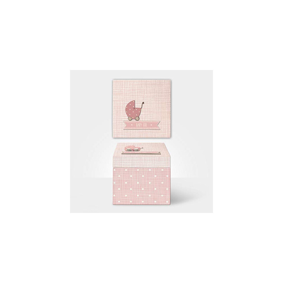 Pink Baby Girl Wood Memory Keepsake Trinket Box 14x14x13.5cm