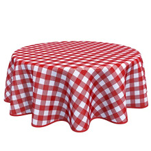 Round Oilcloth PVC Wipe Clean Tablecloth Table Cover Gingham Checkers 160cm 62" Red