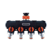 GE1401-4 Garden Hose Splitter 4 Way, Double Hose Connector, Y Valve Water Tap Splitter, 3/4"and 1/2" Tap Distributor for