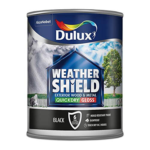 Dulux Weather Shield Quick Dry Gloss Paint, 750 ml - Black 1