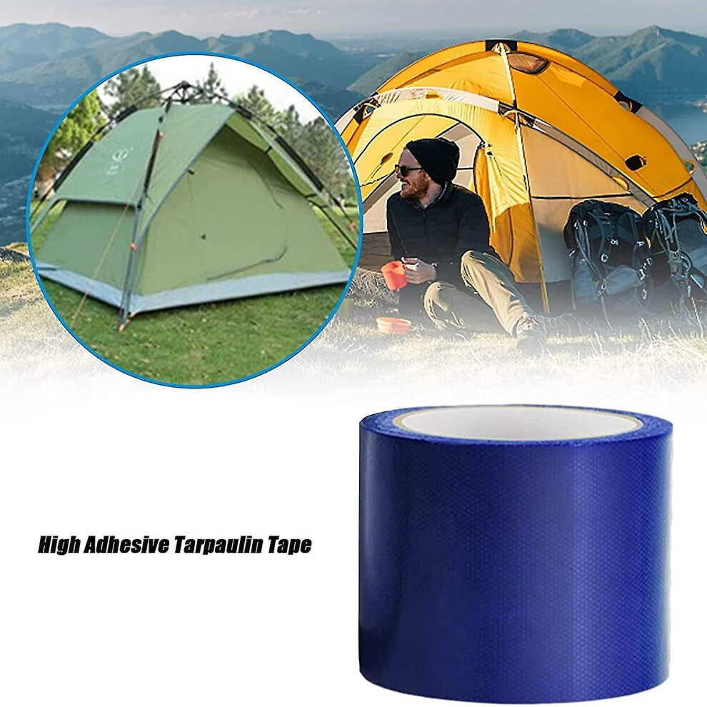 (Blue) Tarpaulin Repair Tape, 8X500cm Universal Waterproof Rv Awning Repair Tape Tarpaulin And Greenhouse Tent Repair Tape 9353840461199