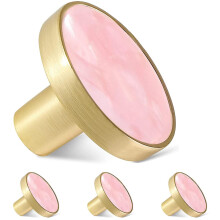 4 Pack Gold Knob For Dresser Drawer, Kitchen Cabinet, Pink