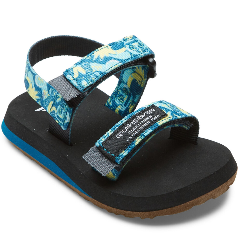 (6K UK, Blue/Yellow) Quiksilver Infants Toddlers Monkey Caged Strappy Thongs Sandals Flip Flops