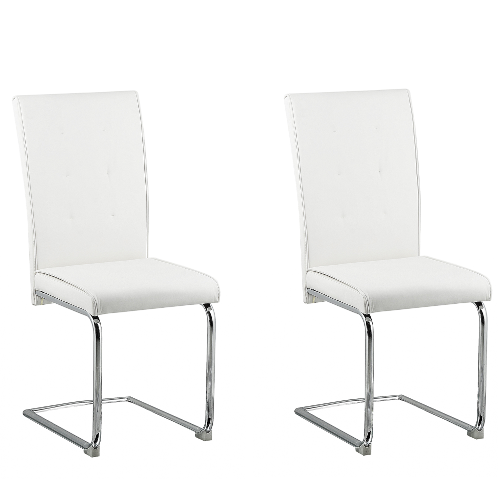 Set of 2 Dining Chairs ROVARD Faux Leather Off-White