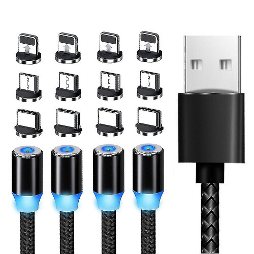 4 Pack Magnetic Charging Cable, 3 In 1 Self Winding Phone Cable