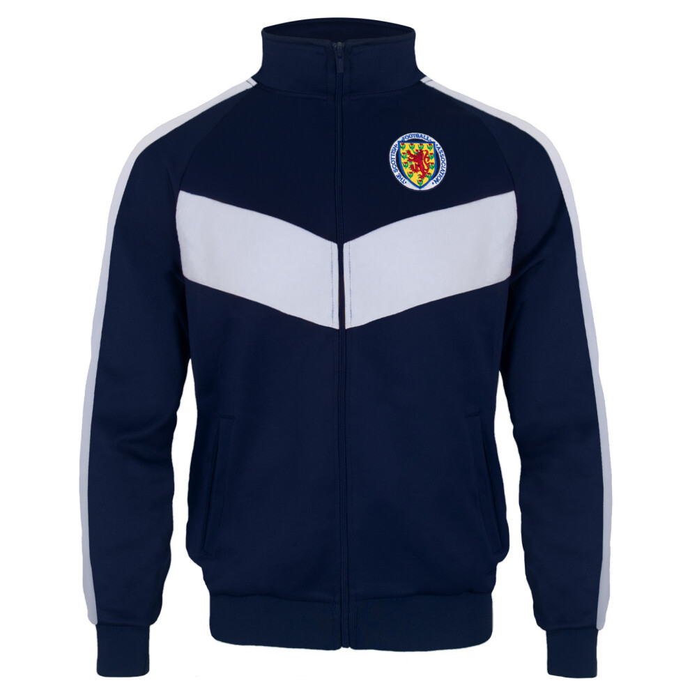 (Navy/White, XL) Scotland Mens Jacket Track Top Retro OFFICIAL Football Gift