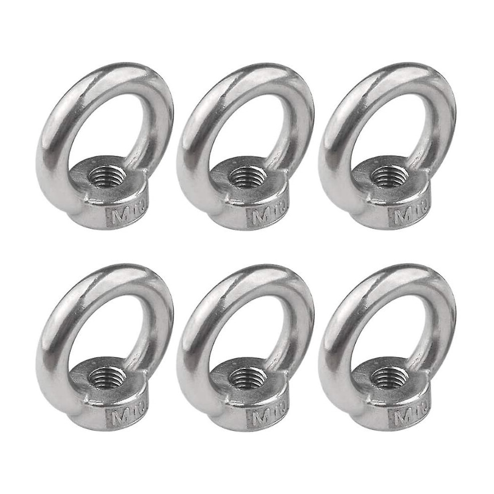 M10 Ring Nut 6 Pcs 304 Stainless Steel Thread Lifting Eye Nut Eye Nuts For Lifting Accessories 4522139929787