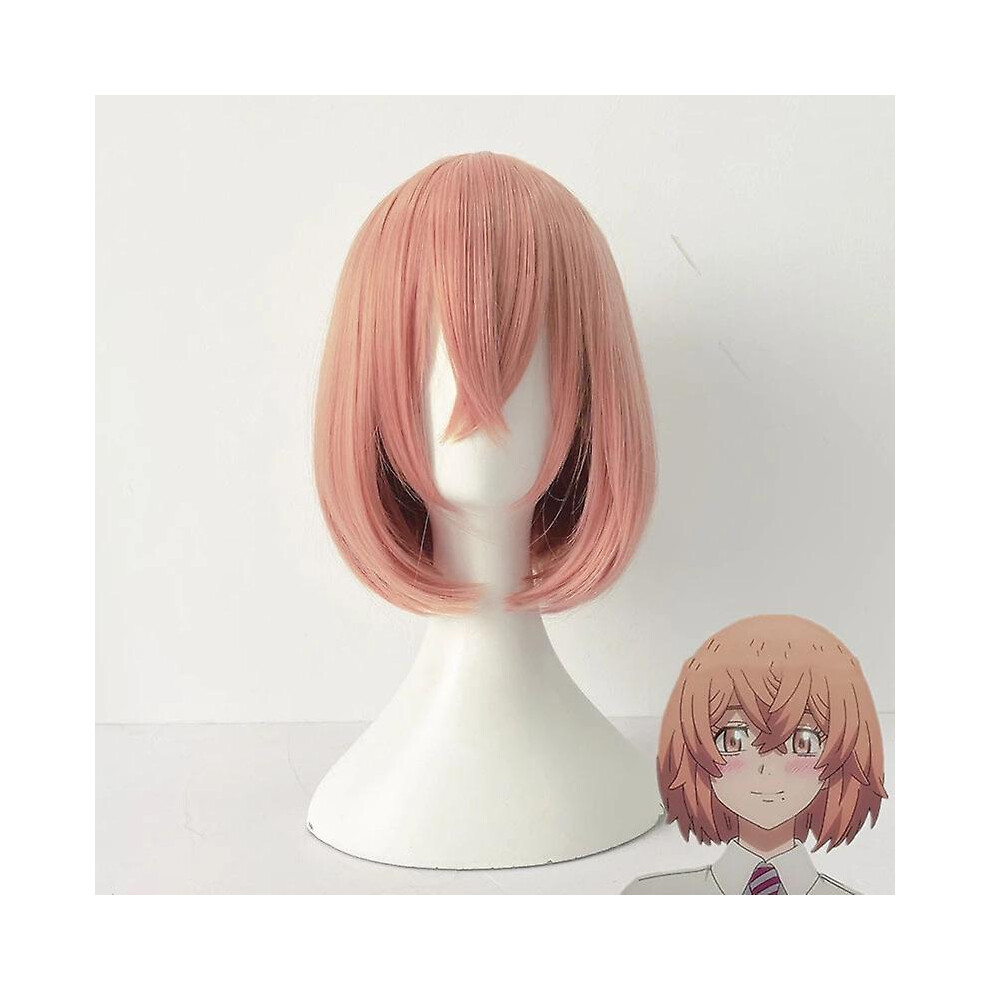 Unisex Pink Anime Tokyo Revengers Tachibana Hinat Short Wig Tokyo Revengers H