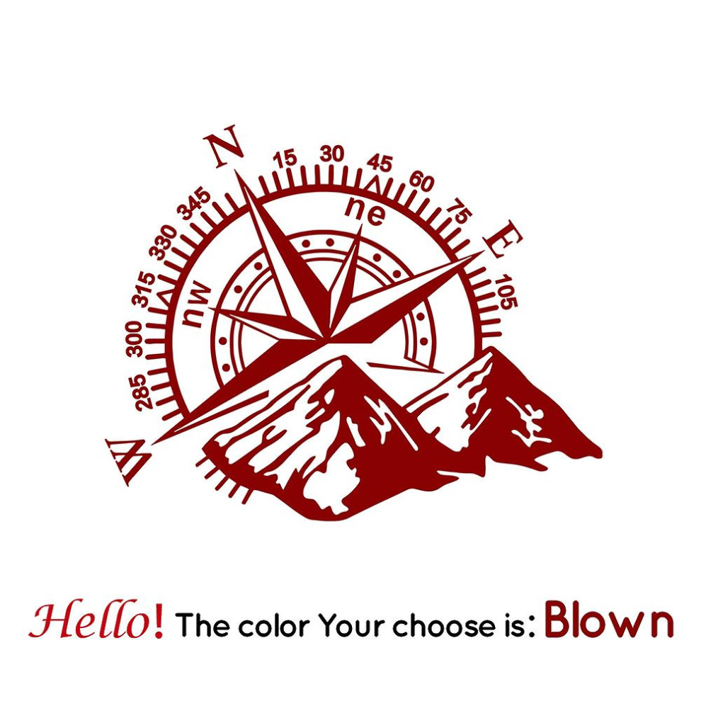 (, X X L 57Cm X 71Cm) Cool Mountain Compass Car Sticker Vinyl Car-Styling Decals For Auto Window Compass Stickers Decor Brown 9353840508429