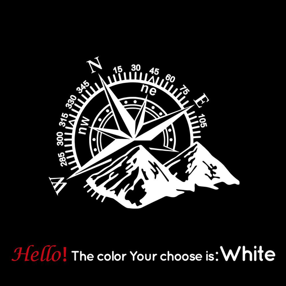 (, X X L 57Cm X 71Cm) Cool Mountain Compass Car Sticker Vinyl Car-Styling Decals For Auto Window Compass Stickers Decor White 9353840508542