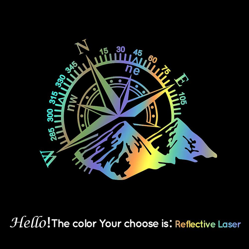 (Reflective Laser, X X L 57Cm X 71Cm) Cool Mountain Compass Car Sticker Vinyl Car-Styling Decals For Auto Window Compass Stickers Decor 9353840508665