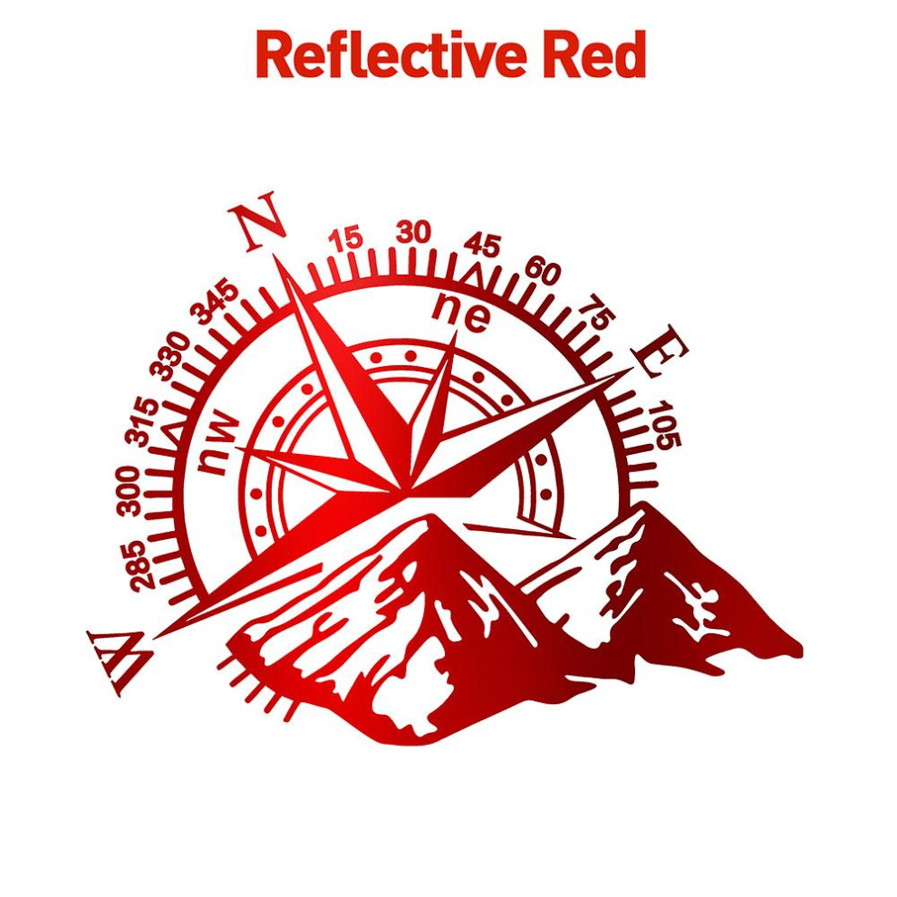 (Reflective X X L 57Cm X 71Cm) Cool Mountain Compass Car Sticker Vinyl Car-Styling Decals For Auto Window Compass Stickers Decor Red 9353840508740