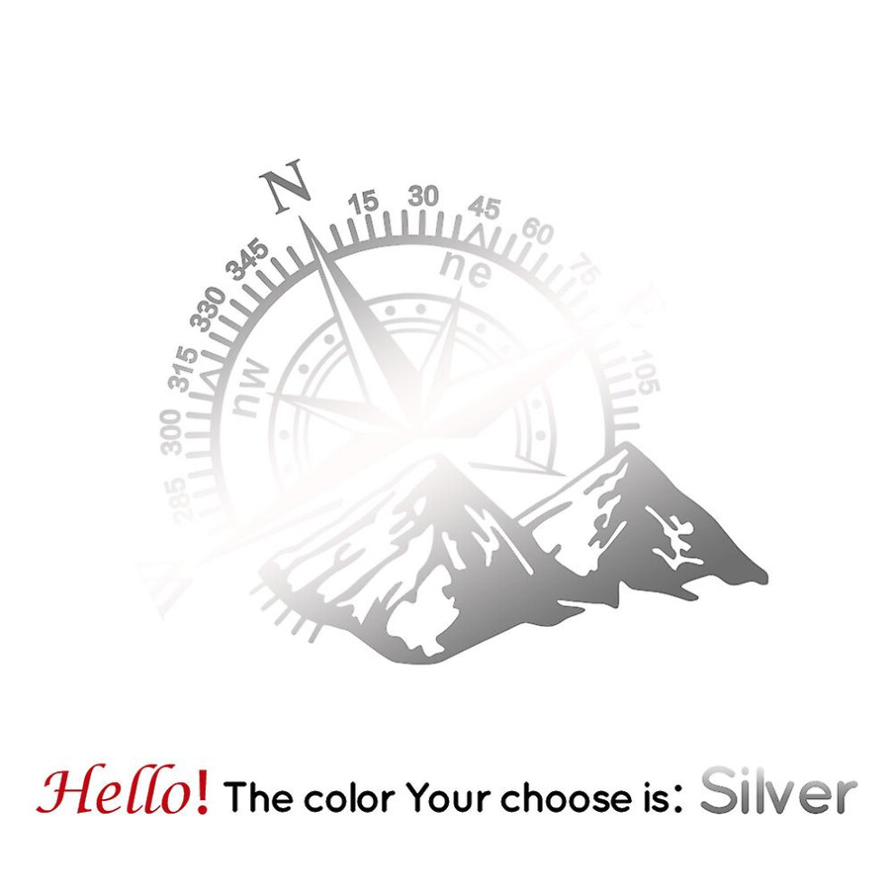 (, X X L 57Cm X 71Cm) Cool Mountain Compass Car Sticker Vinyl Car-Styling Decals For Auto Window Compass Stickers Decor Silver 9353840508788