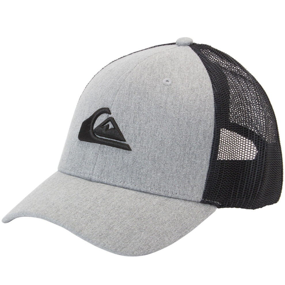 (One Size, Heather Grey) Quiksilver Mens Grounder Snapback Adjustable Baseball Trucker Cap Hat