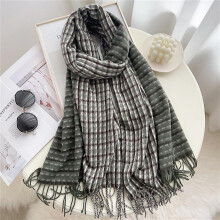 (WT25 2) Warm Cashmere Unisex Scarf Luxury Plaid Splice Pashmina Thick Shawl Wrap Hijab Men Women Winter Echarpe With Tassel Foulard 2022