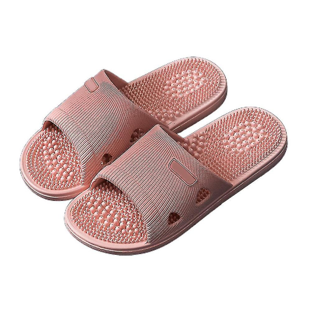 (Skin Red, 42-43) Unisex Foot Massage Slippers Acupressure Massage Slippers Shiatsu Arch Pain Relief Non-slip Massage Z