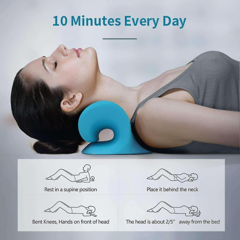 (Black) Neck And Shoulder Relaxer, Cervical Traction Device For Tmj Pain Relief And Cervical Alignment, Spinal Pillow Neck Stretch